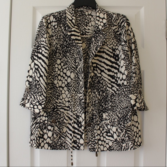 cali and york Jackets & Blazers - Cali and York | Cream & Black Animal Print Utility Jacket